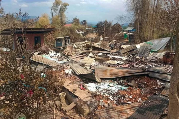 Houses have also been demolished. A picture of Manipur Violence.